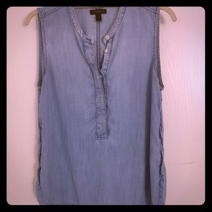 J Crew Sleeveless Chambray Top